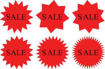 Red Sale Badges – Starburst Discount Labels for Promotions & Marketing