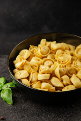 Ravioli raw filled homemade pasta filled raviolis tasty snack fresh delicious gourmet food background on the table rustic top view copy space vegetarian food