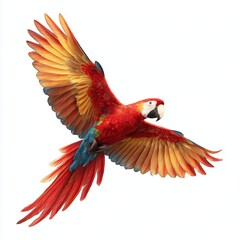Fototapeta premium Majestic Macaw in Flight: A Vibrant Tropical Bird , PNG isolated cut out image