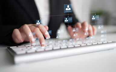 Corporate org chart and team structure show hierarchy, team, and structure for clear organization,...