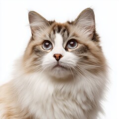 Close-up of a Ragdoll Cat with Amazing Eyes , PNG isolated cut out image