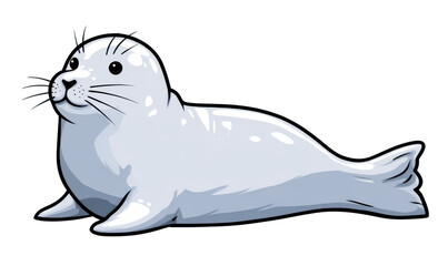 Cute cartoon seal lying down
