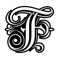 Glyph style elegant letter f symbol