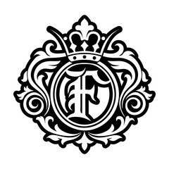 Letter f monogram in filled style