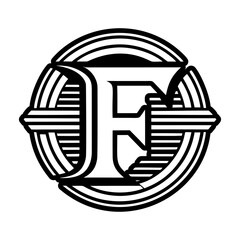 Minimalistic letter f logo in solid style