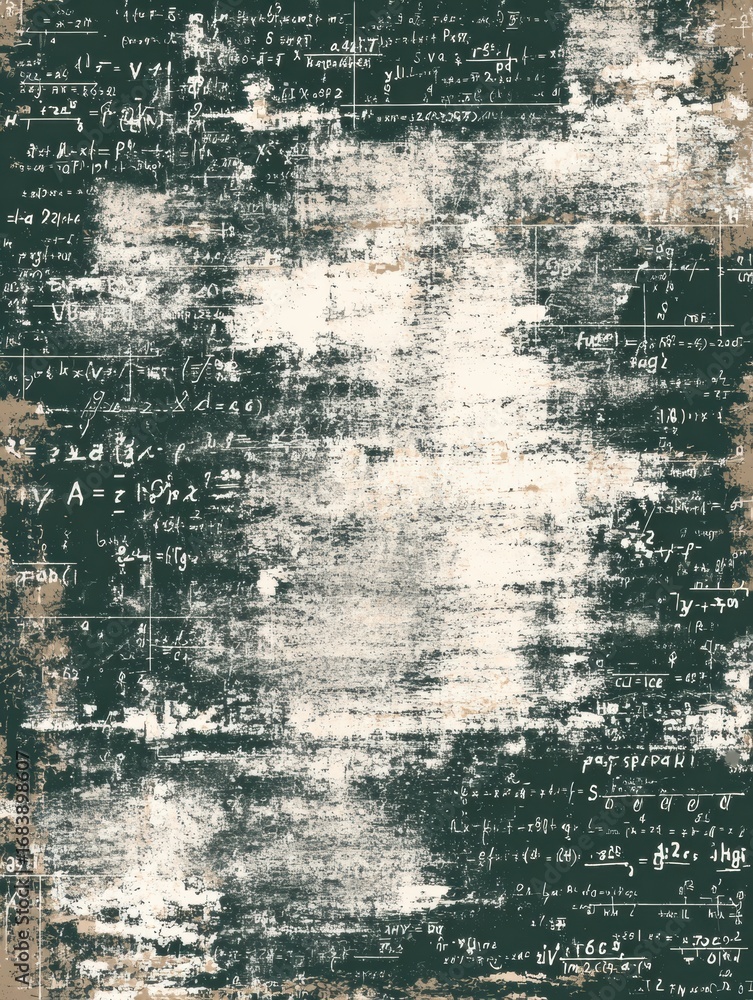Aufkleber complex mathematical equations are displayed over a textured surface, creating an abstract style. th