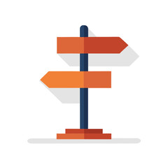 Flat design vector signpost illustration with two directional arrows for navigation and guidance