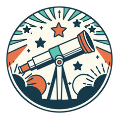 Retro Telescope Badge Design Observing The Stars