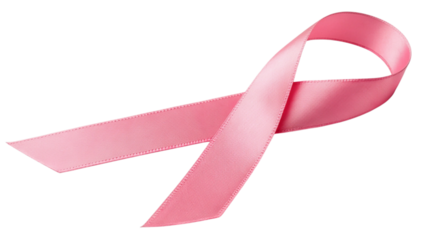 Pink ribbon symbol for breast cancer awareness isolated on transparent background