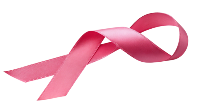 Pink ribbon symbolizing breast cancer awareness isolated on transparent background - Powered by Adobe