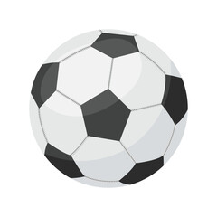 Naklejka premium Ball for playing football. Soccer ball for team play. Sports equipment. Vector image of banner on transparent background in flat style.