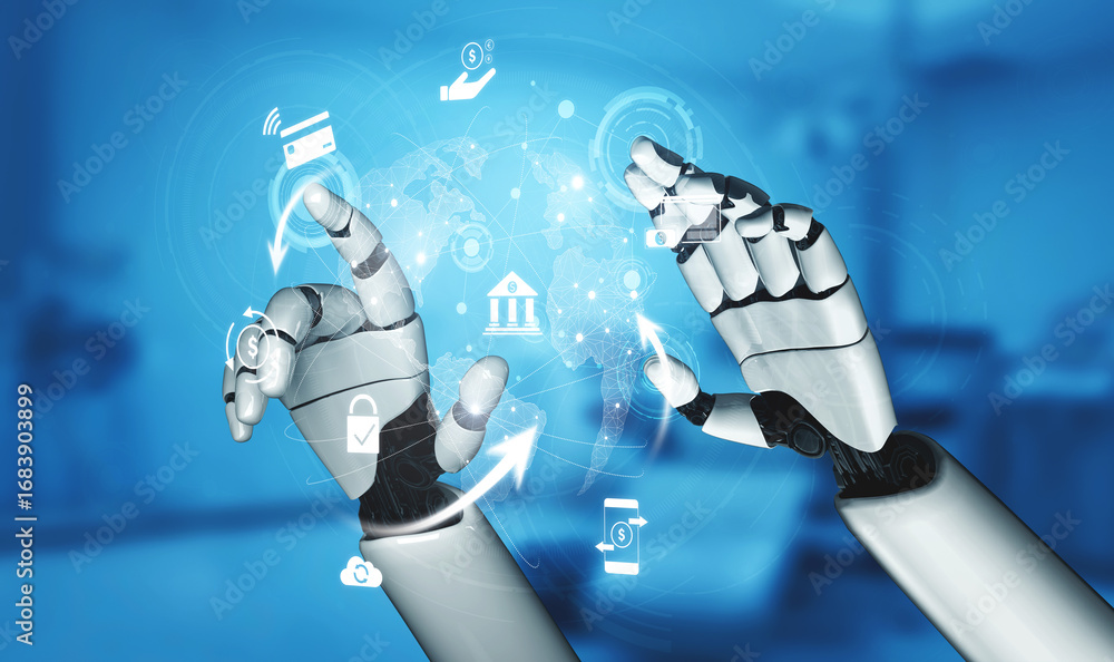 Poster ai managing digital payment network, verifying transactions, enhancing security, and processing glob