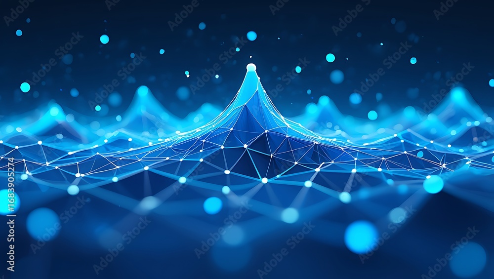 Aufkleber abstract digital landscape of connected nodes and futuristic data streams