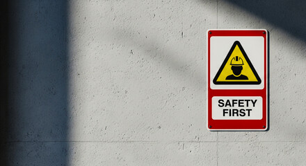 Safety first sign construction site hazard warning workplace safety rules and regulations compliance