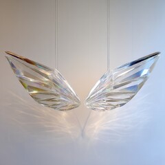 This hanging chandelier features a unique design with transparent crystal-like elements