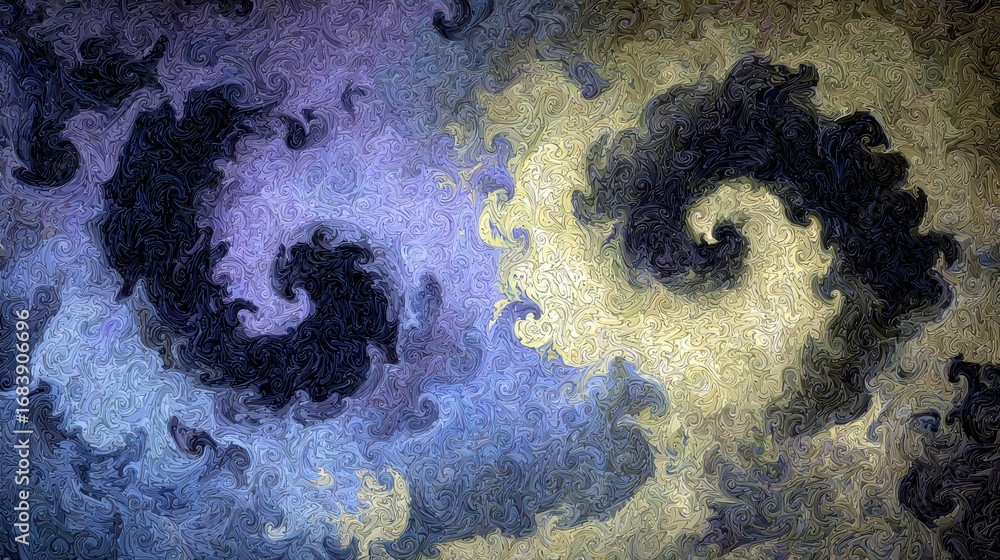 Poster colorful swirls of purple and cream intertwine, creating an energetic abstract composition that capt
