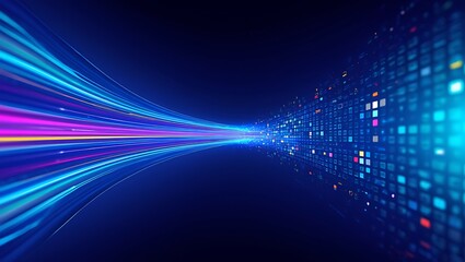 Obraz premium Digital Transformation Accelerating Through Futuristic Data Streams and Network Connections
