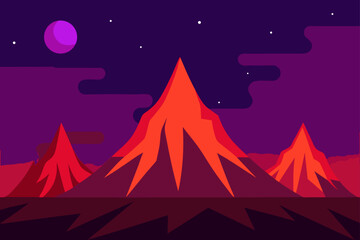 Fototapeta premium Vector illustration of a camping tent in a winter mountain landscape at night under a starry sky
