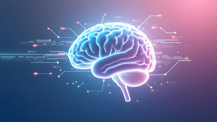 Futuristic 3D Brain Illustration – Science, Mind, and Technology Visualization