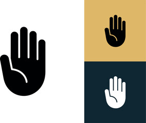 A graphic illustration featuring a hand icon in black and white against various backgrounds, artful