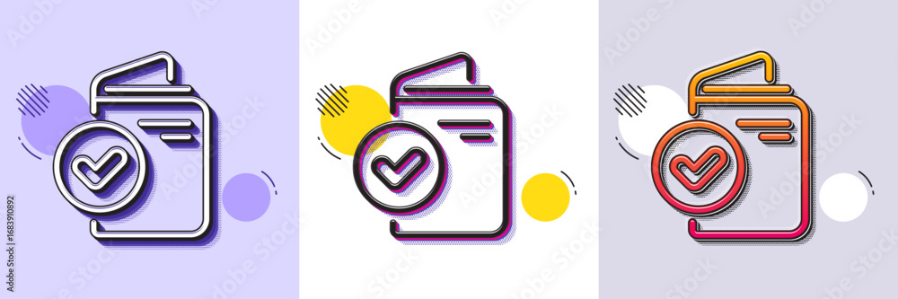 Aufkleber verification document line icon. halftone dotted pattern. gradient icon with grain shadow. accepted 