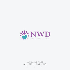 Modern hope and care abstract logo design, Vector icon for wellness and non profit organization, Radiating heart symbol for mental health foundation