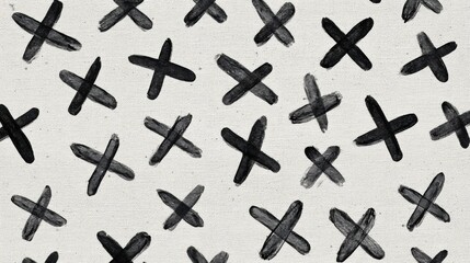 Black brush strokes form a unique pattern on a light fabric background, creating a modern and artistic atmosphere suitable for various design applications.