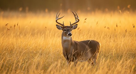 Fototapeta premium Deer in golden field