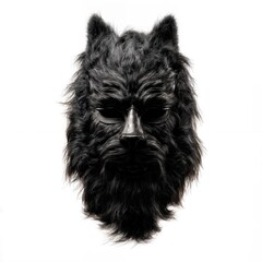 Naklejka premium Scary Hairy Werewolf Mask Isolated Dark Theme on white background