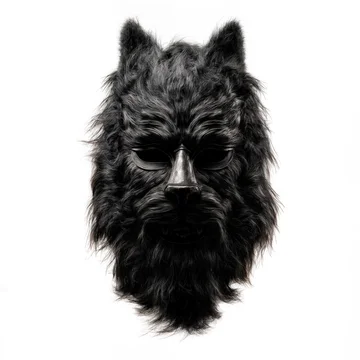 Scary Hairy Werewolf Mask Isolated Dark Theme on white background