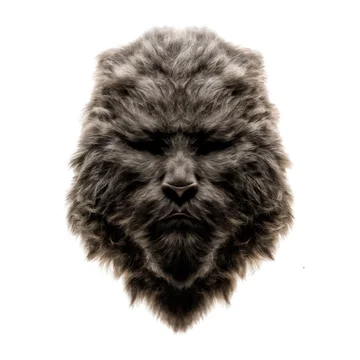 Isolated Werewolf Mask with Fur Spooky Halloween Style on white background