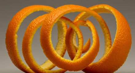 Spiral Orange Peel on Gray Background
