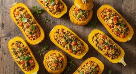 Yellow Squash Stuffed with Rice and Vegetables