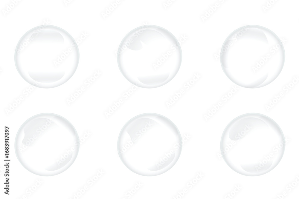 Aufkleber realistic transparent vector 3d bubble water bubbles effect background soap floating round shiny nat