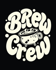 Brew Crew Cartoon Illustration with Cauldron for Halloween Celebration