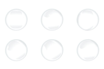Realistic transparent vector 3d bubble water bubbles effect background soap floating round shiny natural air fresh sphere water drops design png drop