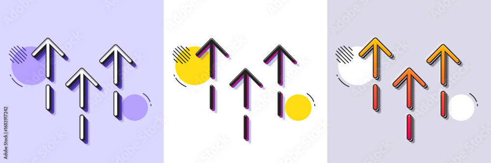 Poster swipe up line icon. halftone dotted pattern. gradient icon with grain shadow. scrolling arrow sign. 