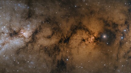 Cosmic Nebula Cloudscape Brown Gold Starry Night Space Background