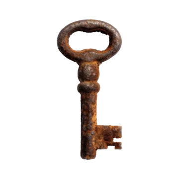 Bold Minimal Skeleton Key with Aged Texture on transparent background