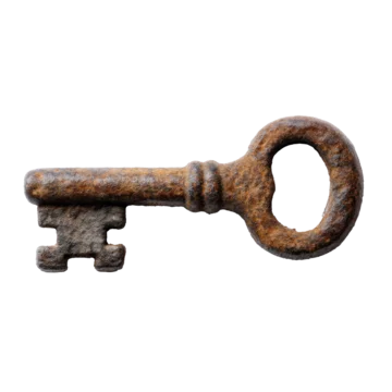 Old Rusted Skeleton Key Isolated on transparent background