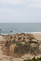 The beach Cabedelo do Douro in the mouth of the river Douro, Porto, Portugal