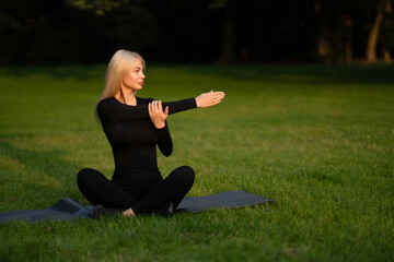 Girl exercising outdoors