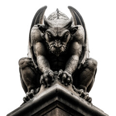 Isolated Gargoyle Figurine with Gothic Details on transparent background