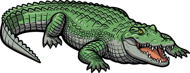 Cartoon Crocodile Vector Illustration with Big Smile