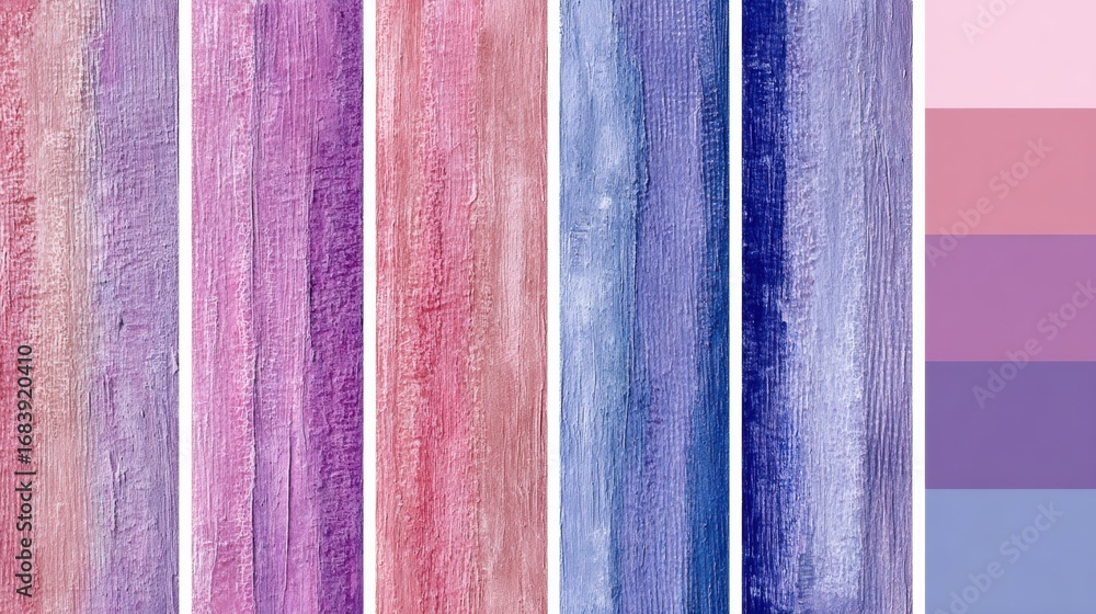 Poster a collection of textured color swatches ranges from soft pink to deep blue, perfect for art and desi