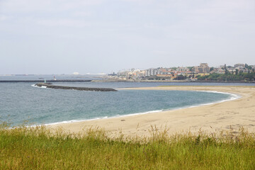 The beach Cabedelo do Douro in the mouth of the river Douro, Porto, Portugal