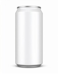 Isolated White Aluminum Can with Silver Top and Bottom on a White Background
