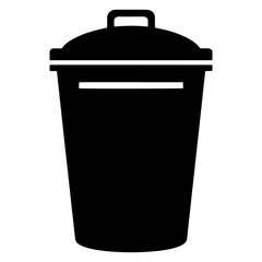Black Silhouette Trash Bin Icon PNG | Minimal Delete Symbol Download
