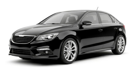 Fototapeta premium Sleek black sedan gleaming, showcasing modern automotive design and luxury for discerning drivers