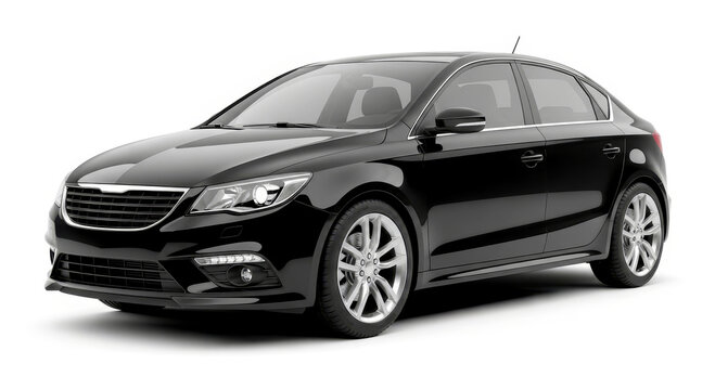 Sleek black sedan gleaming, showcasing modern automotive design and luxury for discerning drivers